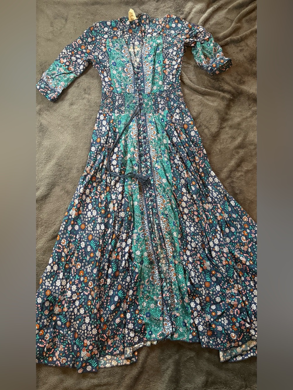 Jaase Teal & Navy Floral Boho Maxi Dress - Picture 10 of 16